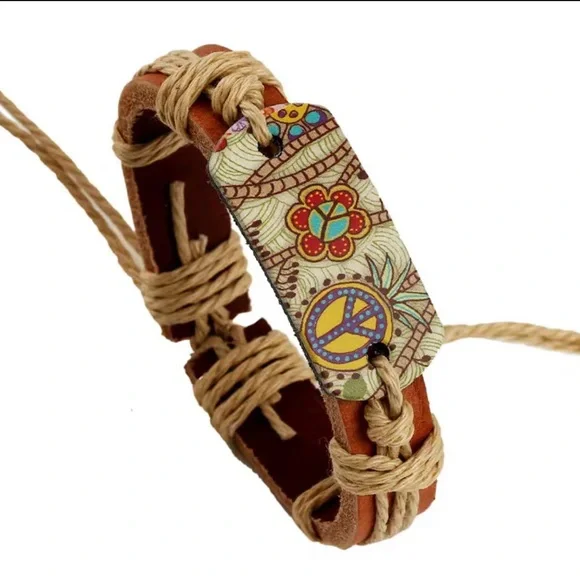 Hemp Rope Braided Leather Bracelet Vintage Style - Picture 5 of 5